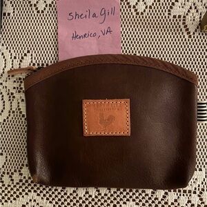 Mocha Tuscan leather makeup bag